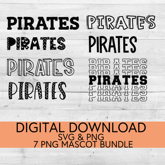 Pirates School Mascot PNG/SVG Bundle - Digital Download