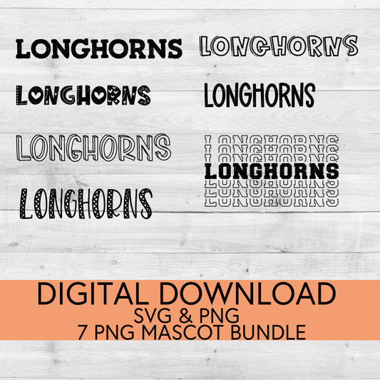 Longhorns School Mascot PNG/SVG Bundle - Digital Download