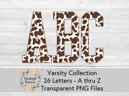 Cow, Brown - Alpha and Number Set, Varsity Collection - Digital Download