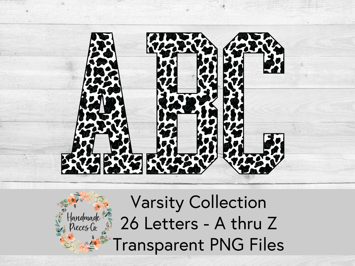 Cow, Black - Alpha and Number Set, Varsity Collection - Digital Download