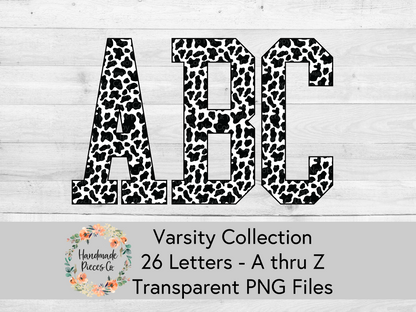 Cow, Black - Alpha and Number Set, Varsity Collection - Digital Download