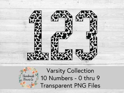 Cow, Black - Alpha and Number Set, Varsity Collection - Digital Download