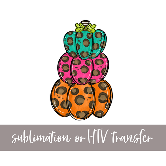 Pumpkin Trio, Stacked Colorful Orange - Sublimation or HTV Transfer