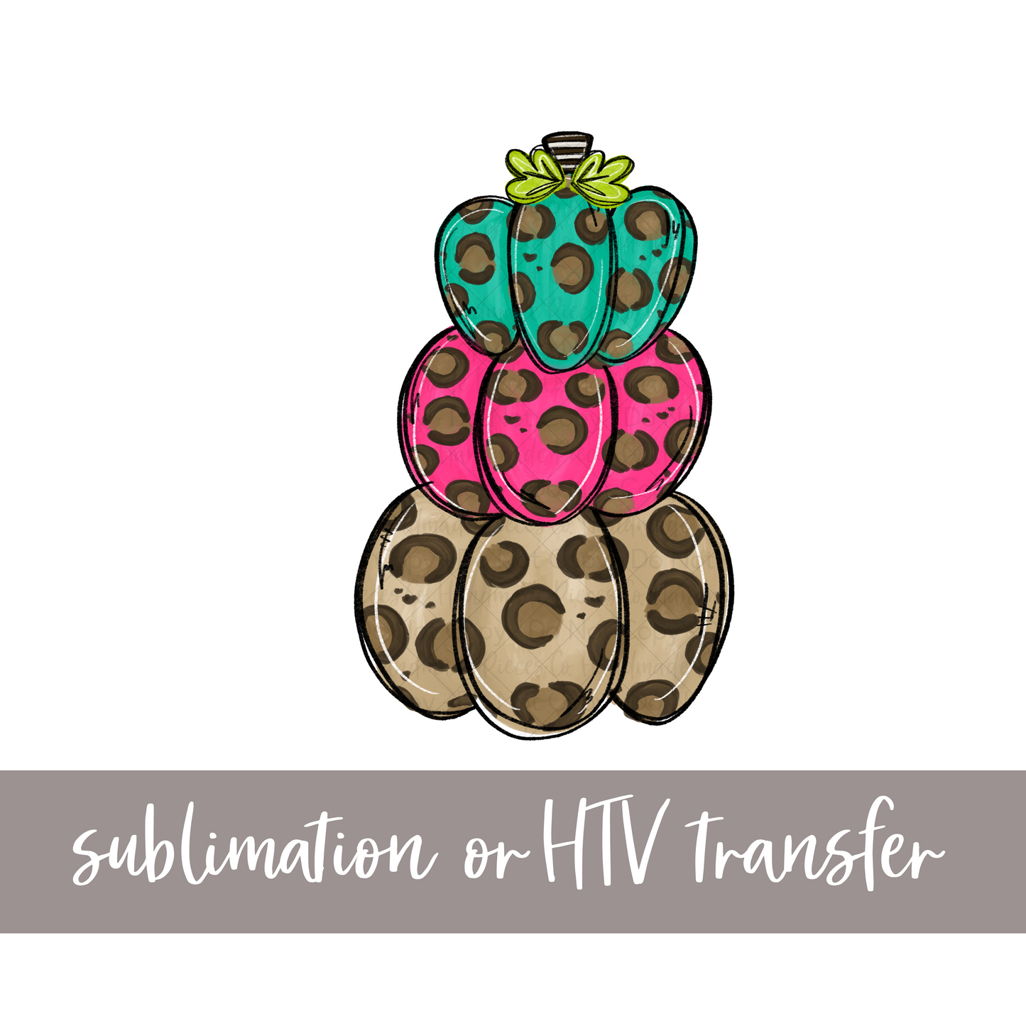 Pumpkin Trio, Stacked Colorful Brown - Sublimation or HTV Transfer