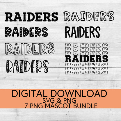 Raiders School Mascot PNG/SVG Bundle - Digital Download