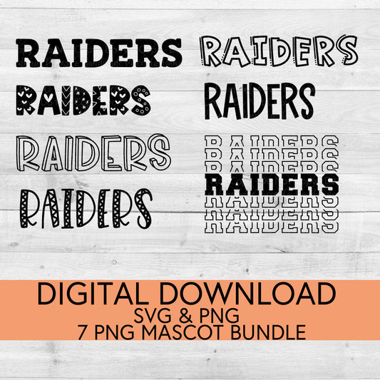 Raiders School Mascot PNG/SVG Bundle - Digital Download