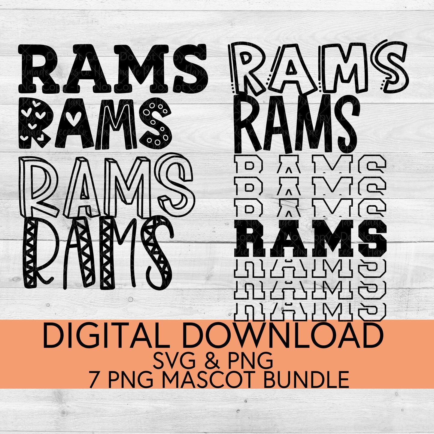 Rams School Mascot PNG/SVG Bundle - Digital Download