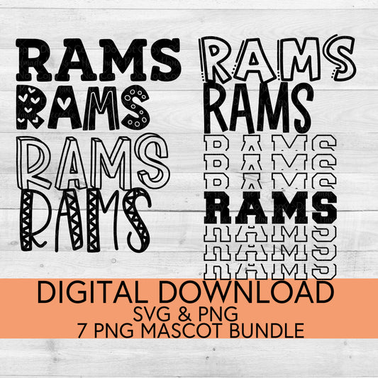 Rams School Mascot PNG/SVG Bundle - Digital Download