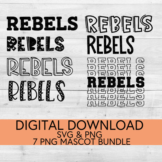 Rebels School Mascot PNG/SVG Bundle - Digital Download