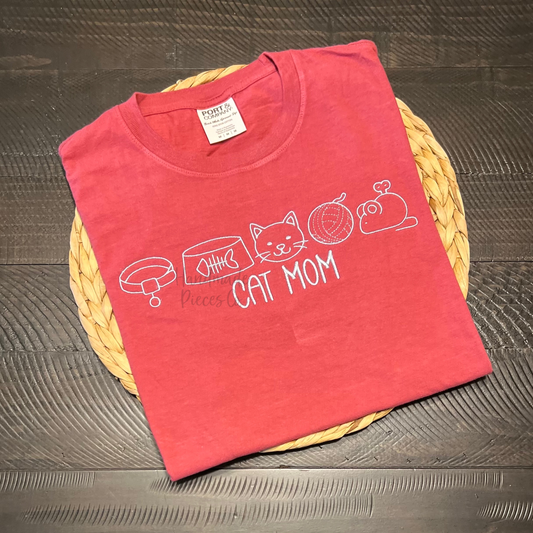 Cat Mom Doodle Icon Embroidered Garment - Adult