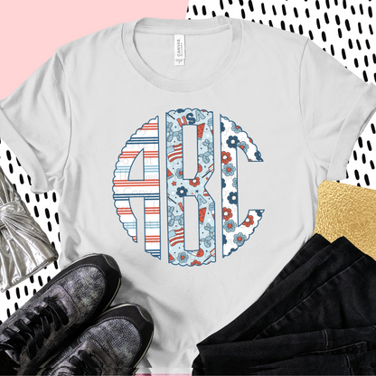 July Fourth Retro Monogram, Trio 1 Blue - Multiple Styles - Digital Download
