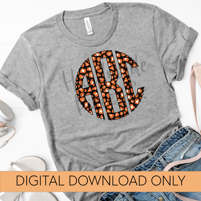 Leopard Monogram, Orange and Black - Multiple Styles - Digital Download
