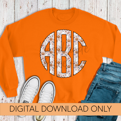 Ghosts and Pumpkins Monogram - Multiple Styles - Digital Download