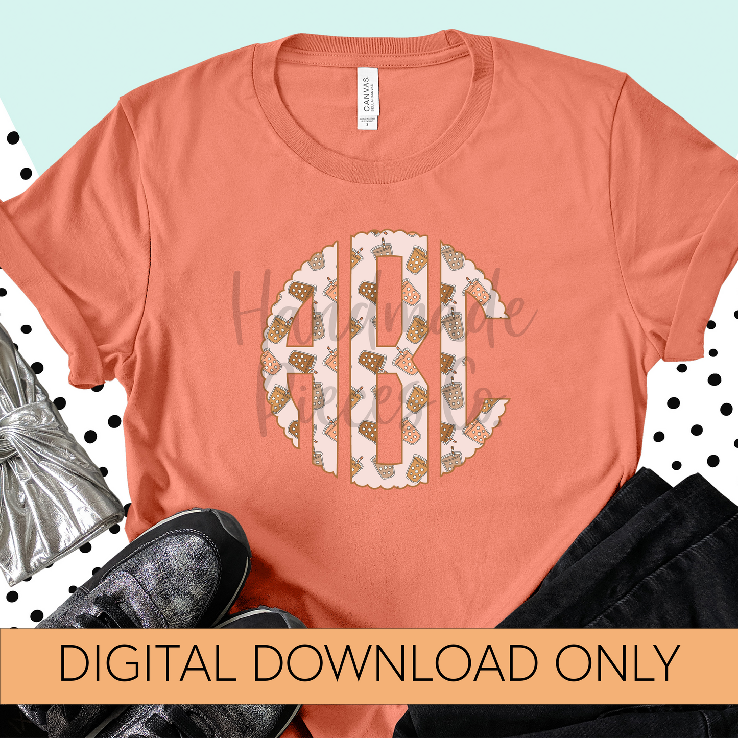 Iced Coffee Monogram - Multiple Styles - Digital Download