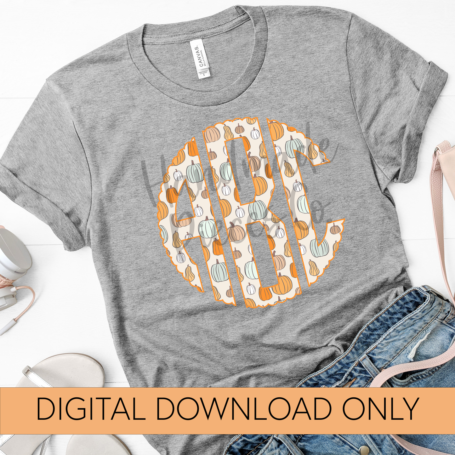 Colorful Pumpkins Monogram - Multiple Styles - Digital Download