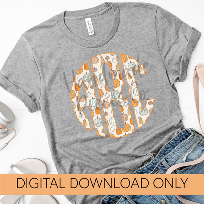 Colorful Pumpkins Monogram - Multiple Styles - Digital Download