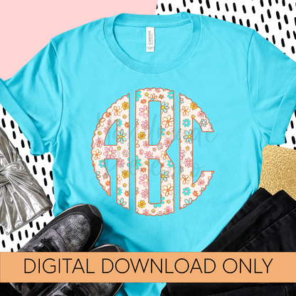 Bright Daisy Spring Floral Monogram - Multiple Styles - Digital Download