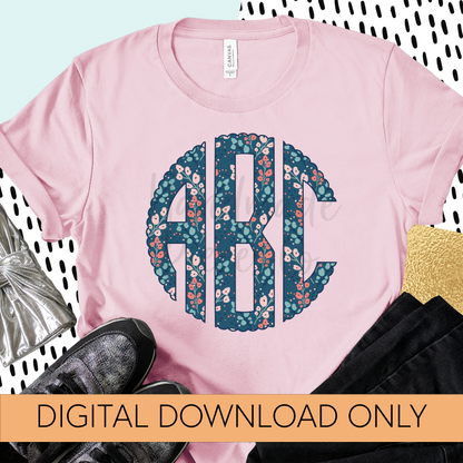 Bright Floral Monogram, Dark Background - Multiple Styles - Digital Download