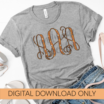 Halloween Doodles, Orange Monogram - Multiple Styles - Digital Download