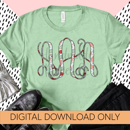 Christmas Lights Monogram, Pastel 2 - Multiple Styles - Digital Download