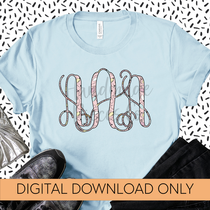 Christmas Lights, Pink Monogram - Multiple Styles - Digital Download