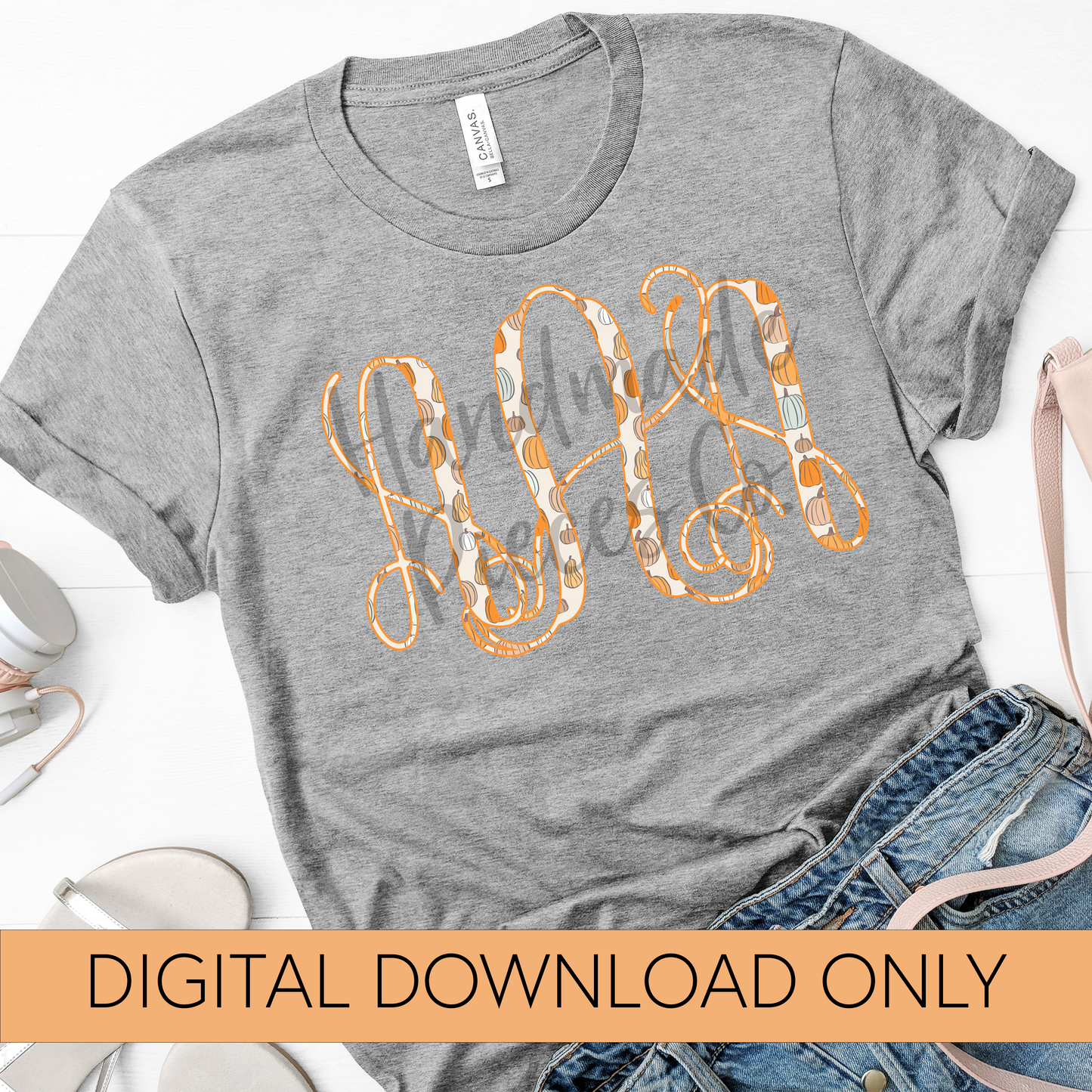 Colorful Pumpkins Monogram - Multiple Styles - Digital Download