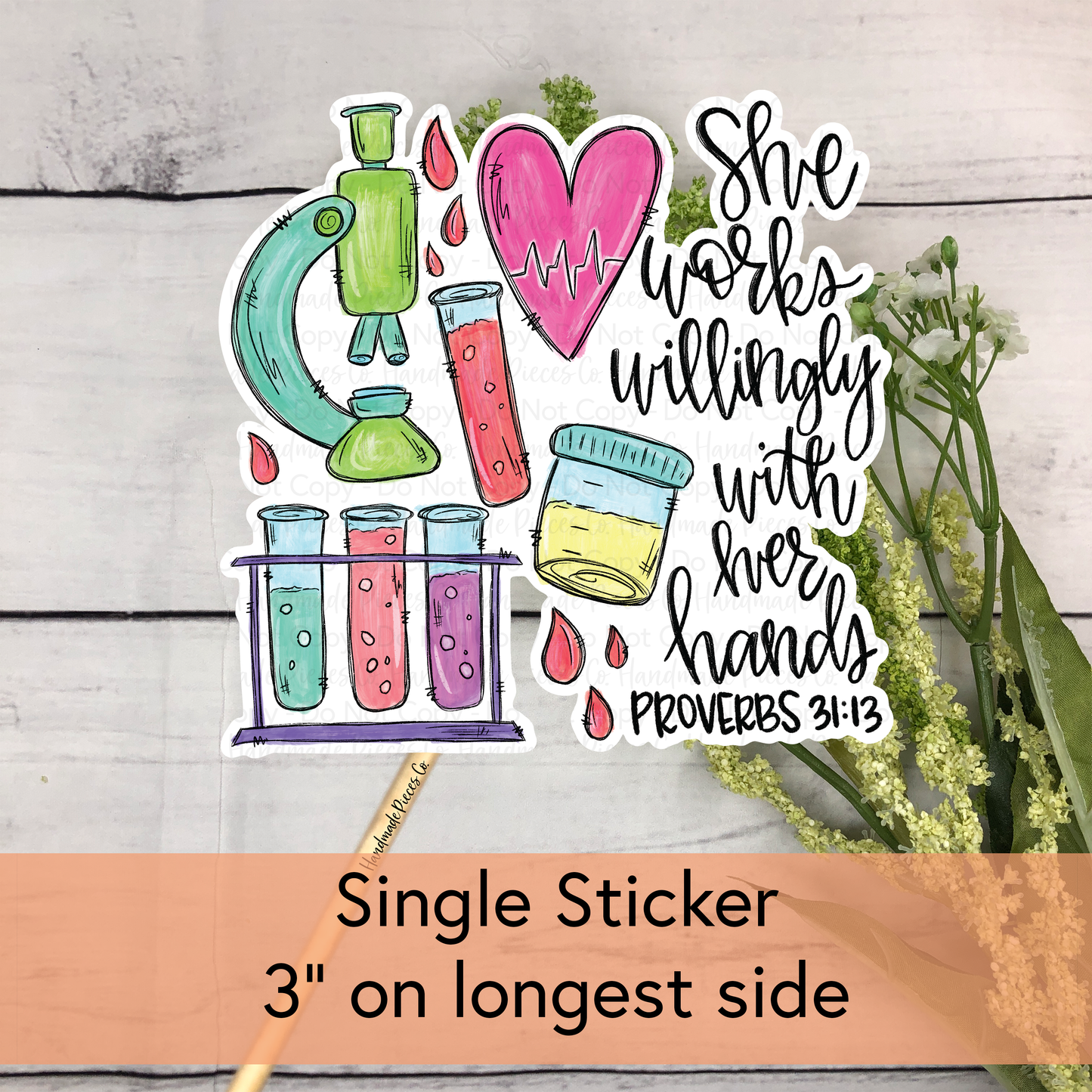 Medical Lab Tech, She Works Willingly - Vinyl Sticker