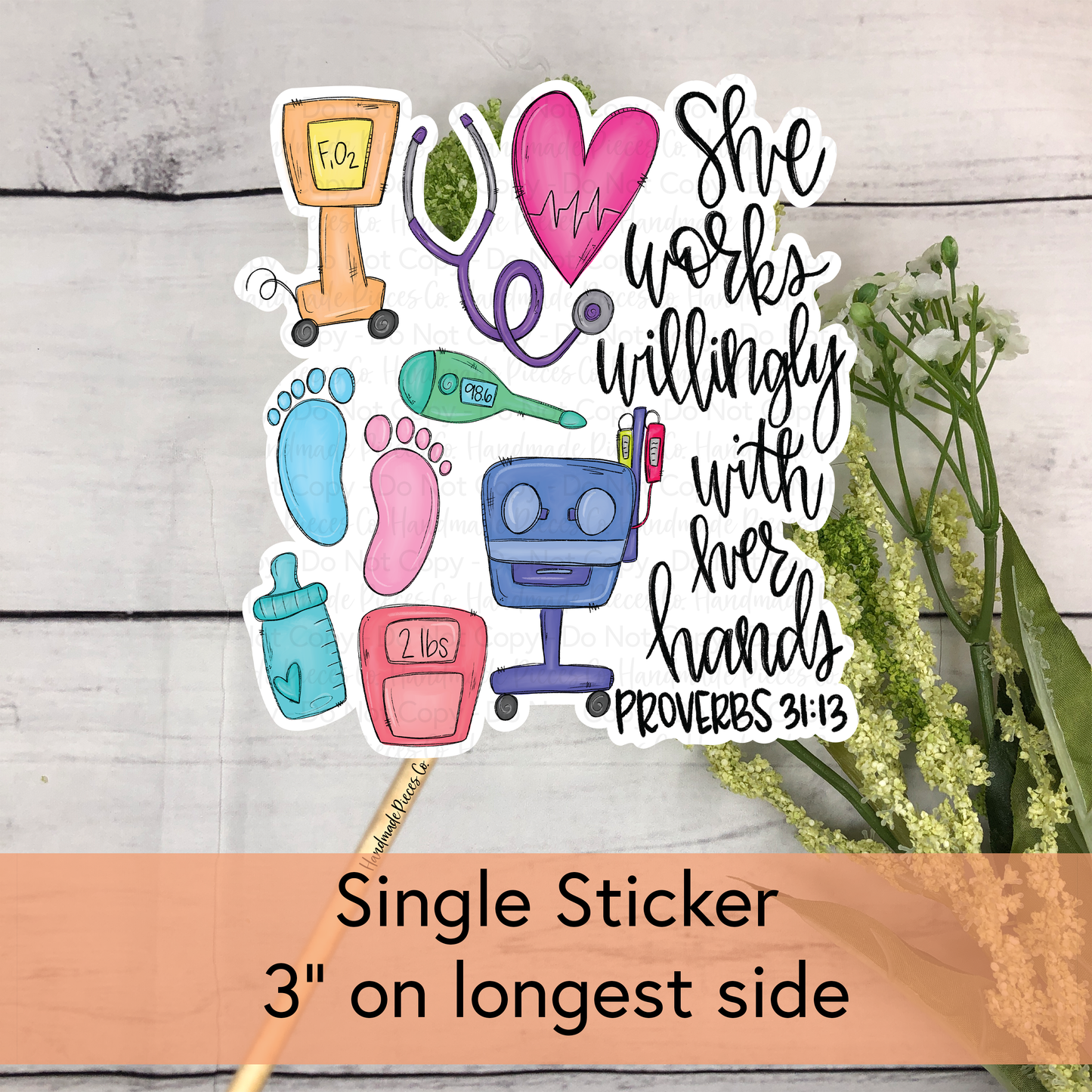 NICU Nurse, She Works Willingly - Vinyl Sticker