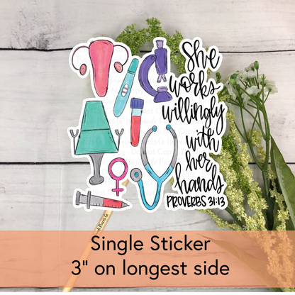 OBYGN, She Works Willingly - Vinyl Sticker
