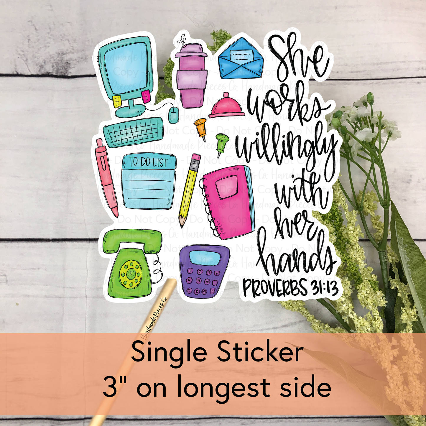 Receptionist, She Works Willingly - Vinyl Sticker