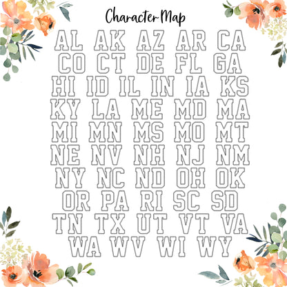 State Abbreviation with Name Embroidered Applique Garment, Diamond Stitch- Adult
