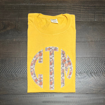 Summer Blossom Floral Embroidered Applique Monogram Garment - Youth/Adult