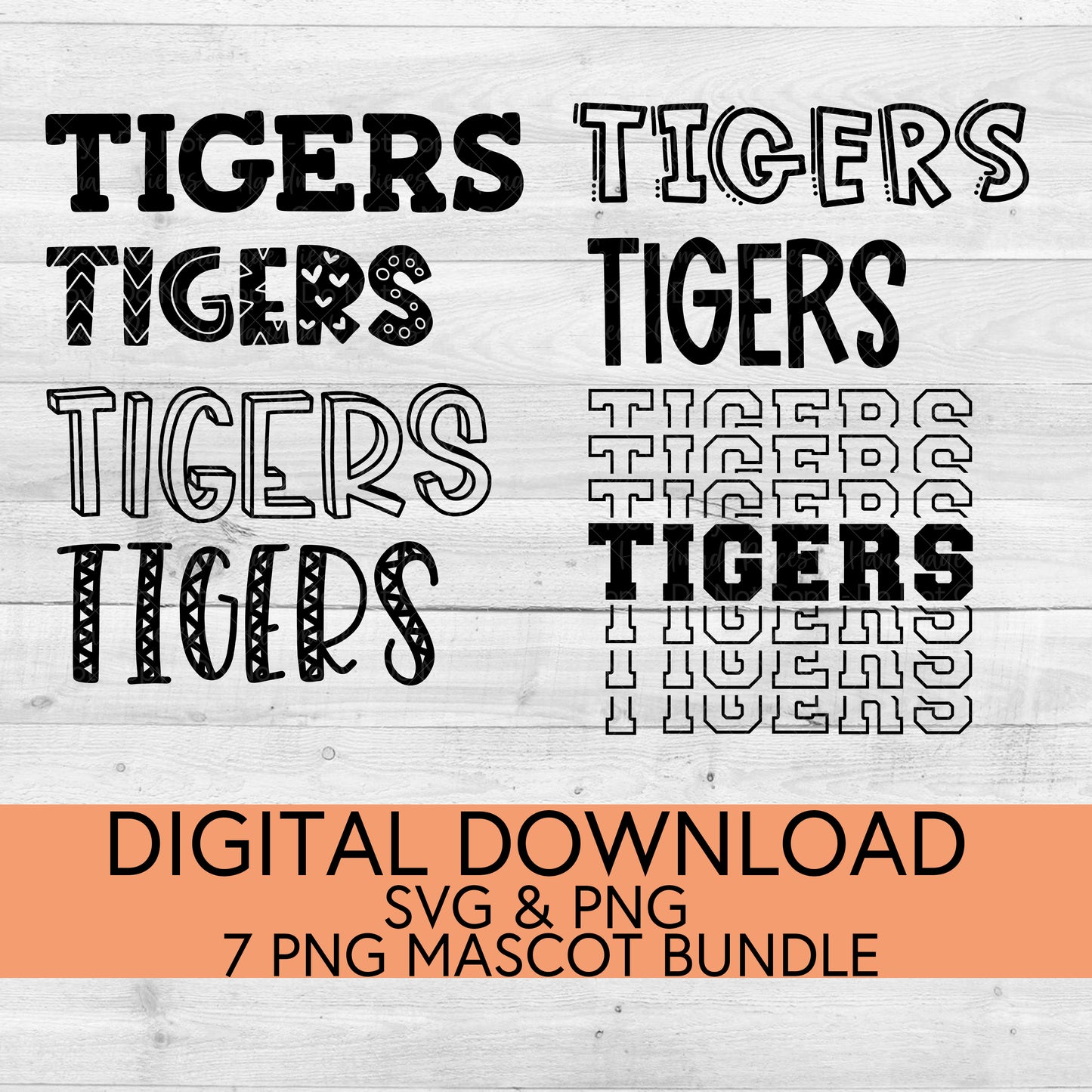Tigers School Mascot PNG/SVG Bundle - Digital Download