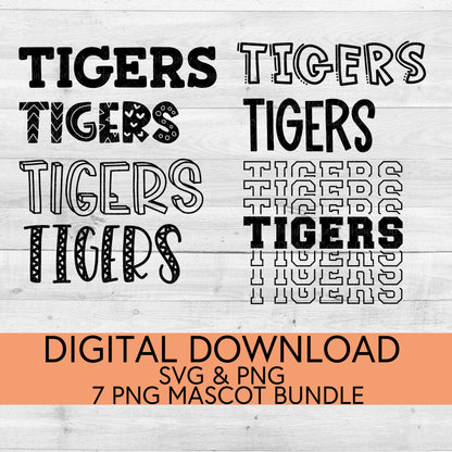 Tigers School Mascot PNG/SVG Bundle - Digital Download