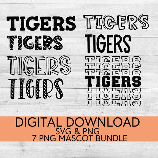 Tigers School Mascot PNG/SVG Bundle - Digital Download