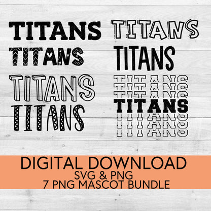 Titans School Mascot PNG/SVG Bundle - Digital Download