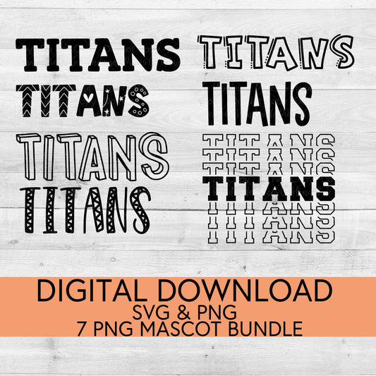 Titans School Mascot PNG/SVG Bundle - Digital Download