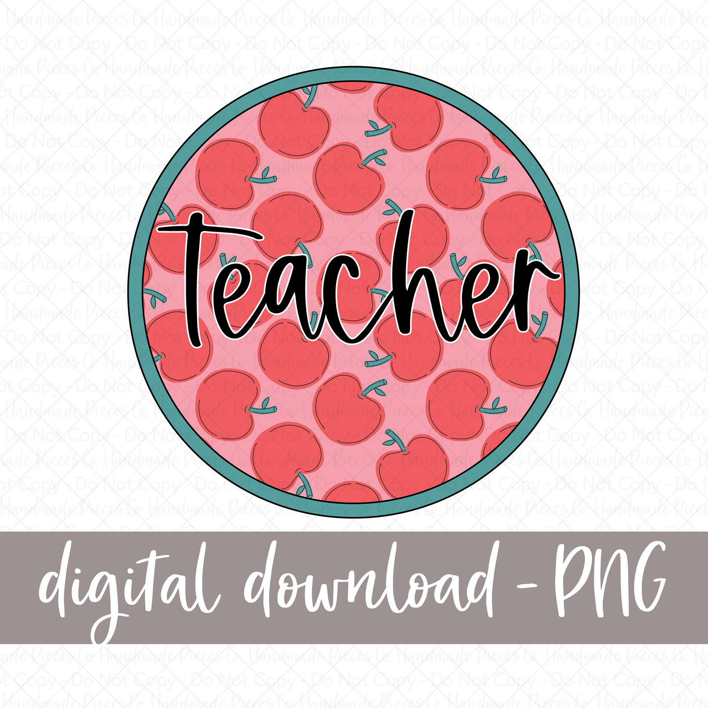 Teacher PNG, Circle Apples - Digital Download