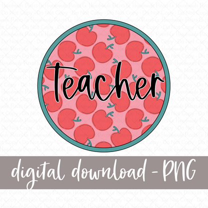 Teacher PNG, Circle Apples - Digital Download