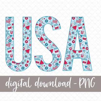 USA Blue Patriotic PNG - Digital Download
