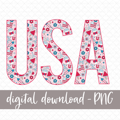 USA Red Patriotic PNG - Digital Download