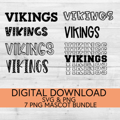 Vikings School Mascot PNG/SVG Bundle - Digital Download