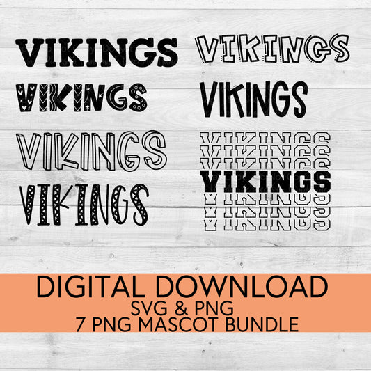 Vikings School Mascot PNG/SVG Bundle - Digital Download