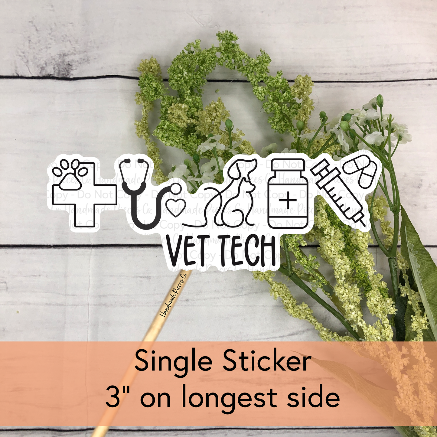 Vet Tech Doodle Icon - Vinyl Sticker