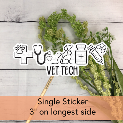 Vet Tech Doodle Icon - Vinyl Sticker