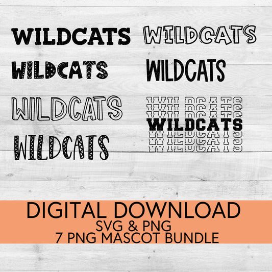 Wildcats School Mascot PNG/SVG Bundle - Digital Download