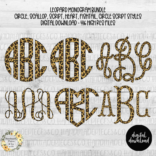 Leopard Monogram - Multiple Styles - Digital Download