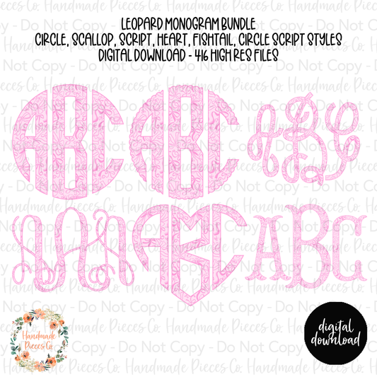 Pink Coquette Bows Monogram - Multiple Styles - Digital Download