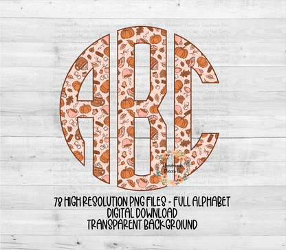 Fall Monogram, Version 1 - Multiple Styles - Digital Download