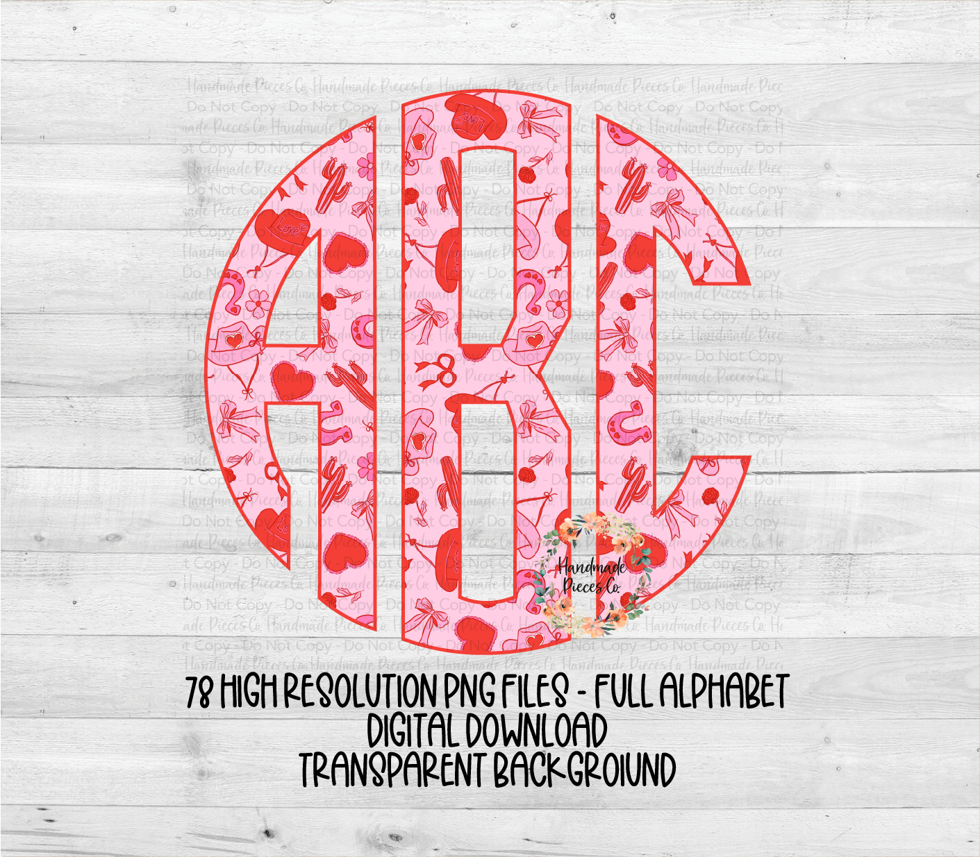 Valentine's Western Monogram - Multiple Styles - Digital Download